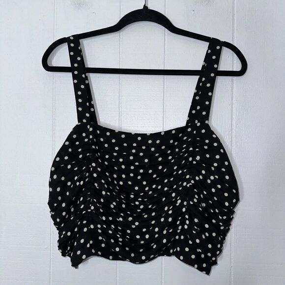 Express Women’s Polka Dot Crop Tank Top Black Size XL NWT - Picture 1 of 4